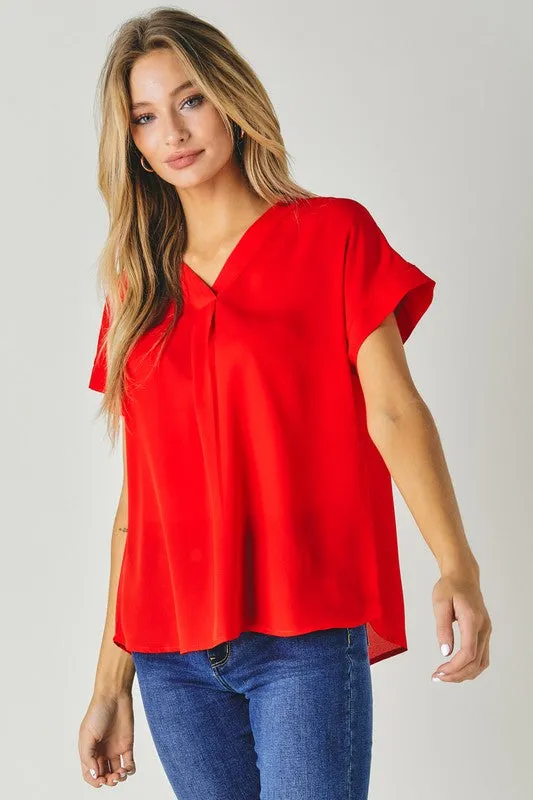 V-Neck Dolman Sleeve Solid Basic Top