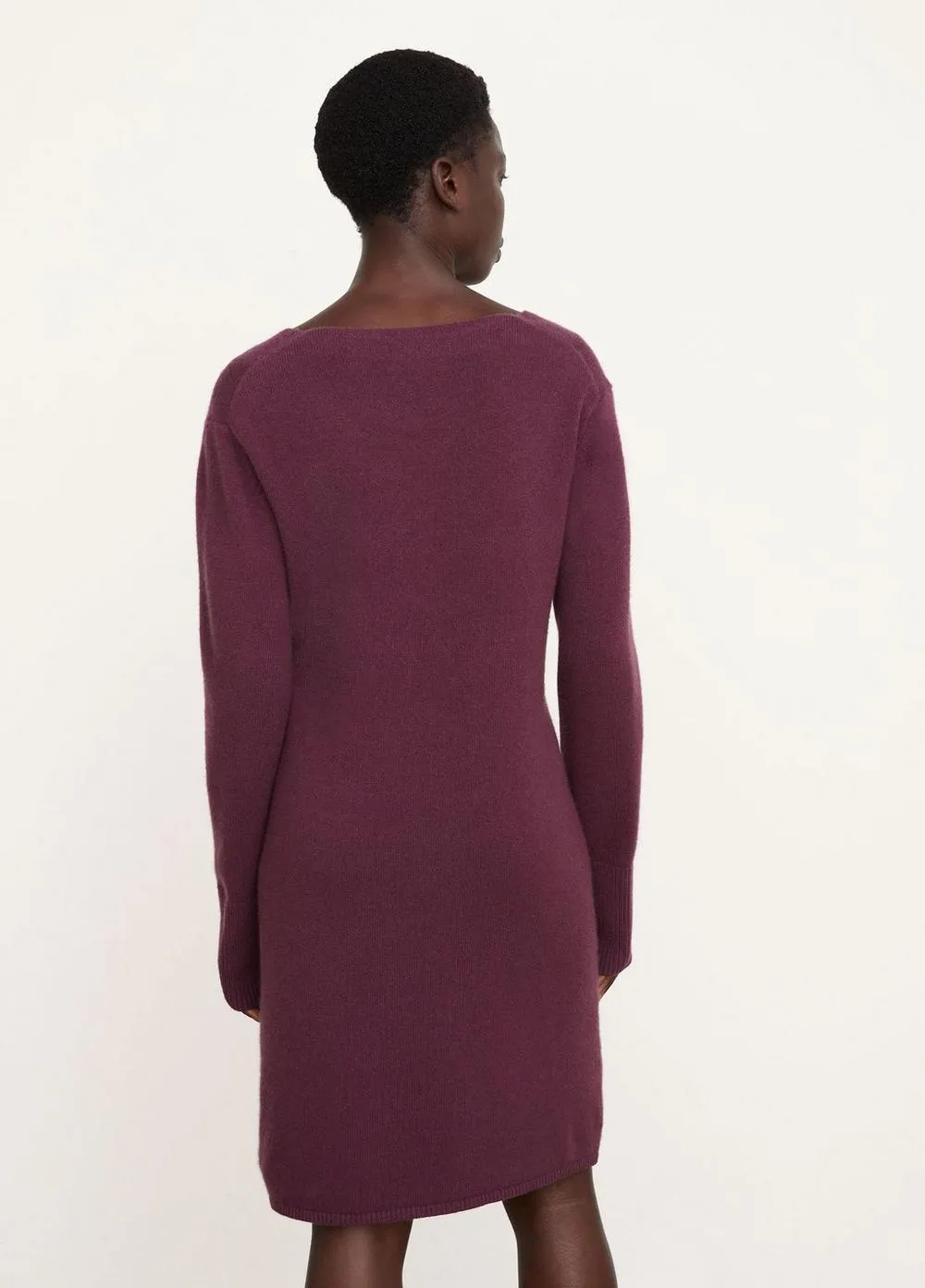 V-Neck Dress Sweater Dress in Plum Night