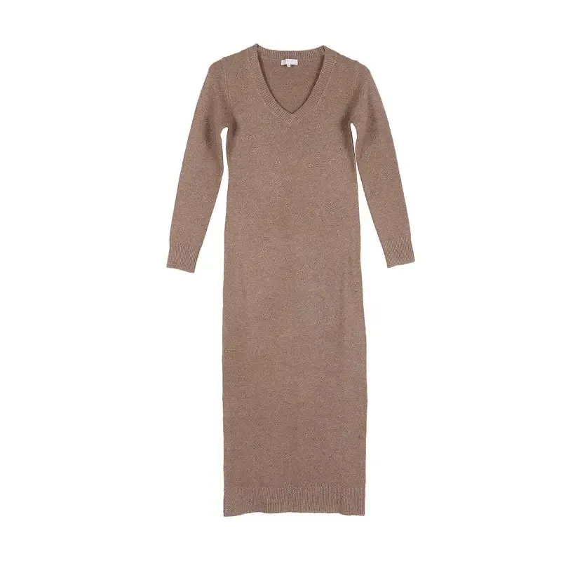 V neck sweater maxi dress