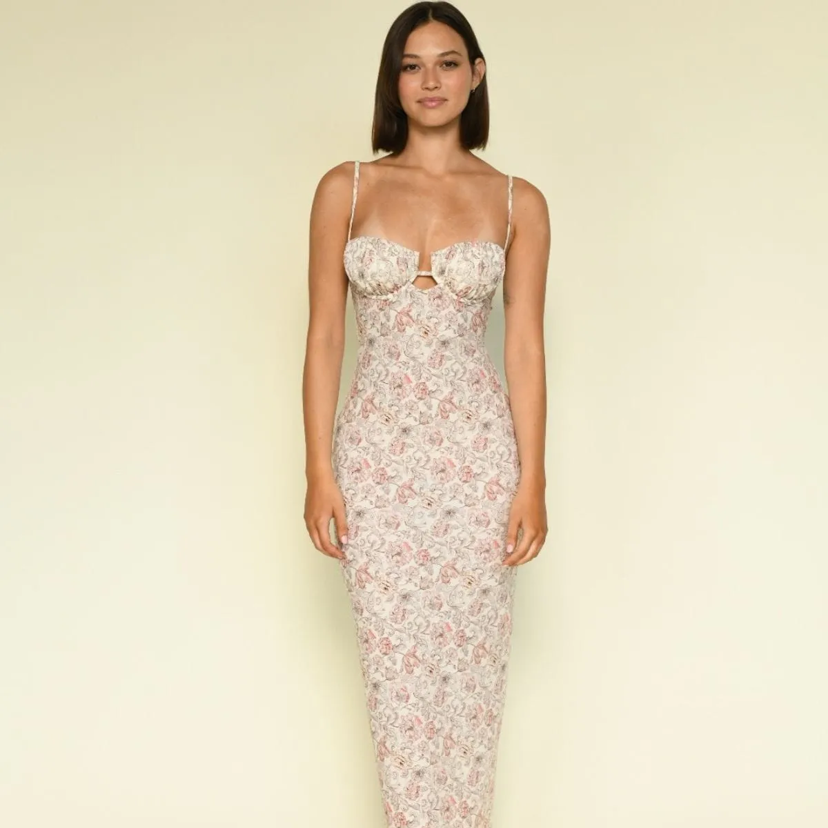 Venecia Floral Petal Long Slip Dress