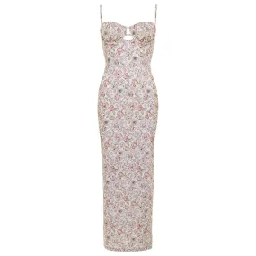 Venecia Floral Petal Long Slip Dress