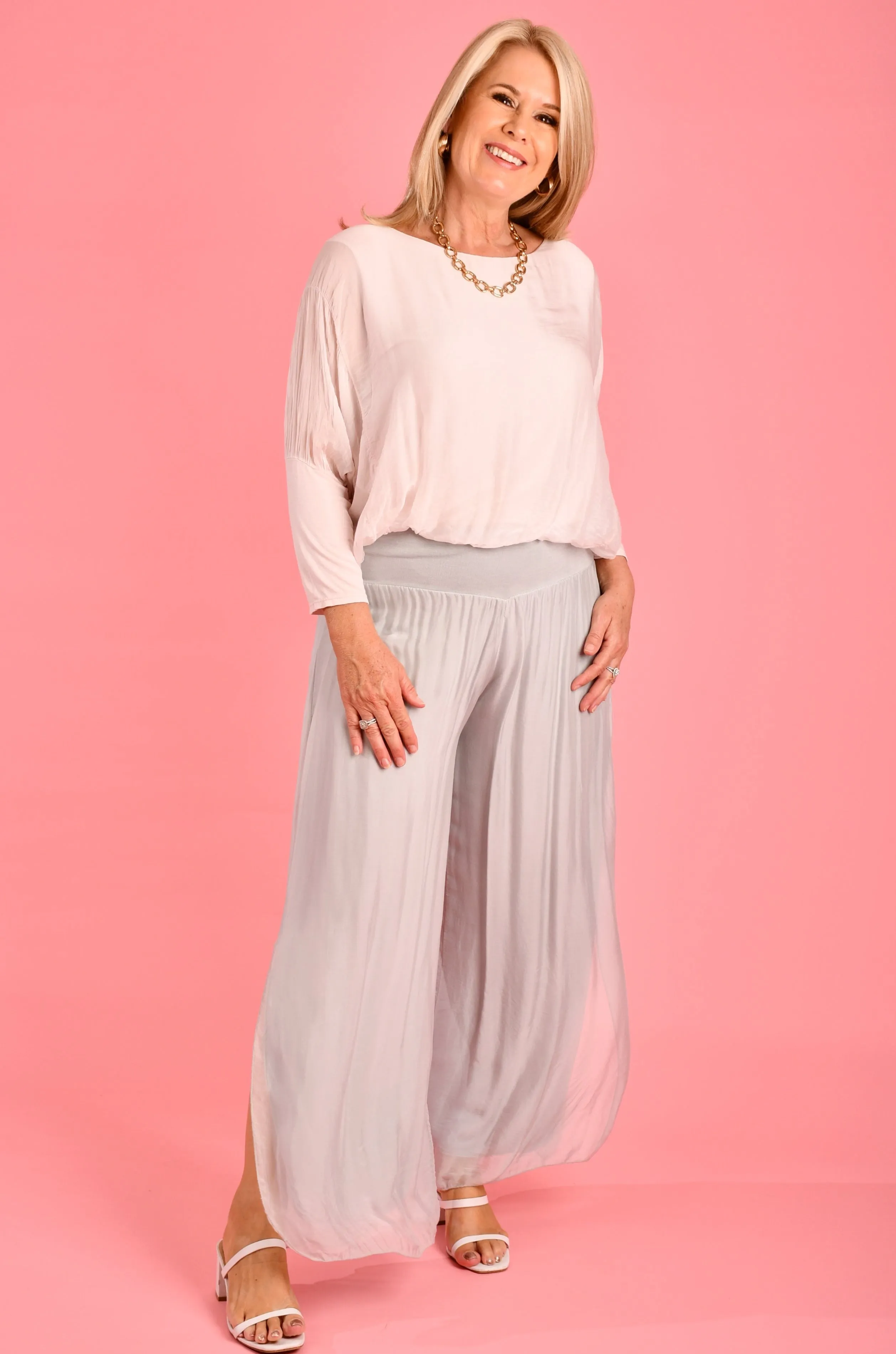 VLSP110 (2184) -  PISA SILK PANT - SILVER PEARL