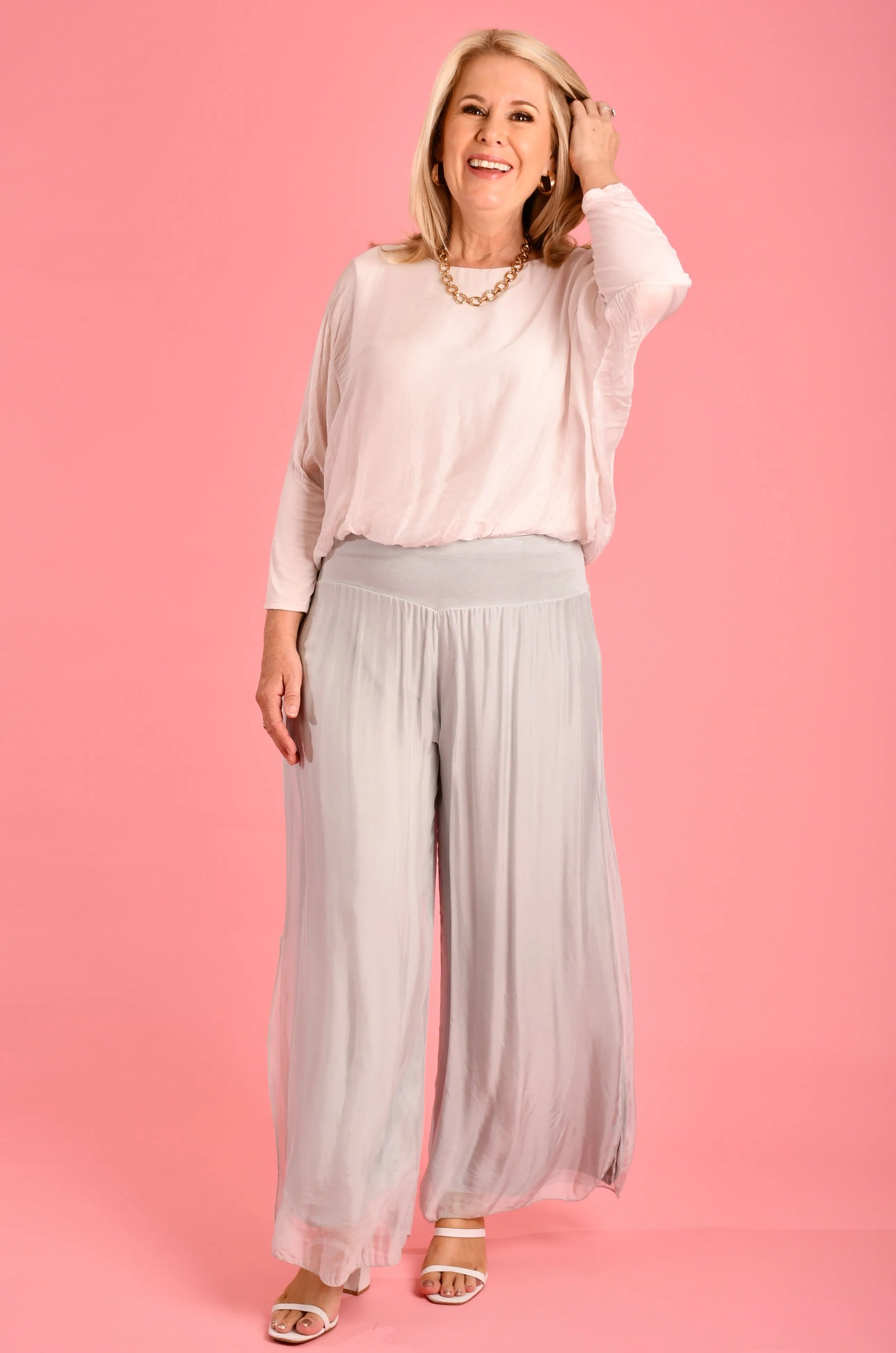 VLSP110 (2184) -  PISA SILK PANT - SILVER PEARL