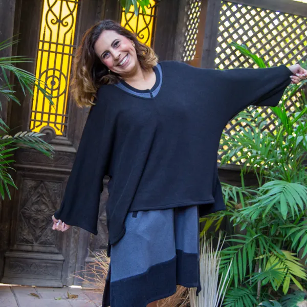 W245 Rib Poncho-Free Size