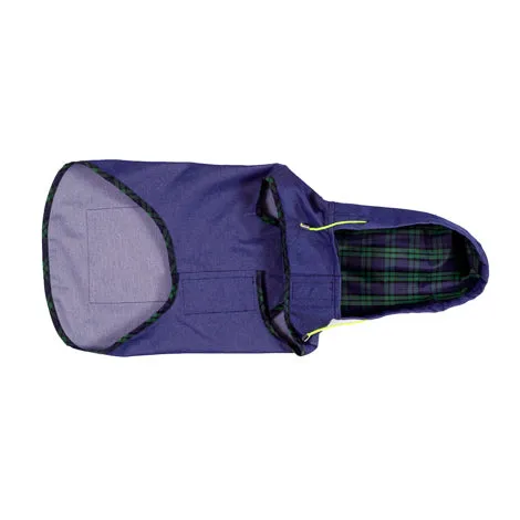 WARE OF THE DOG | Blue Anorak Raincoat with Tartan Trim