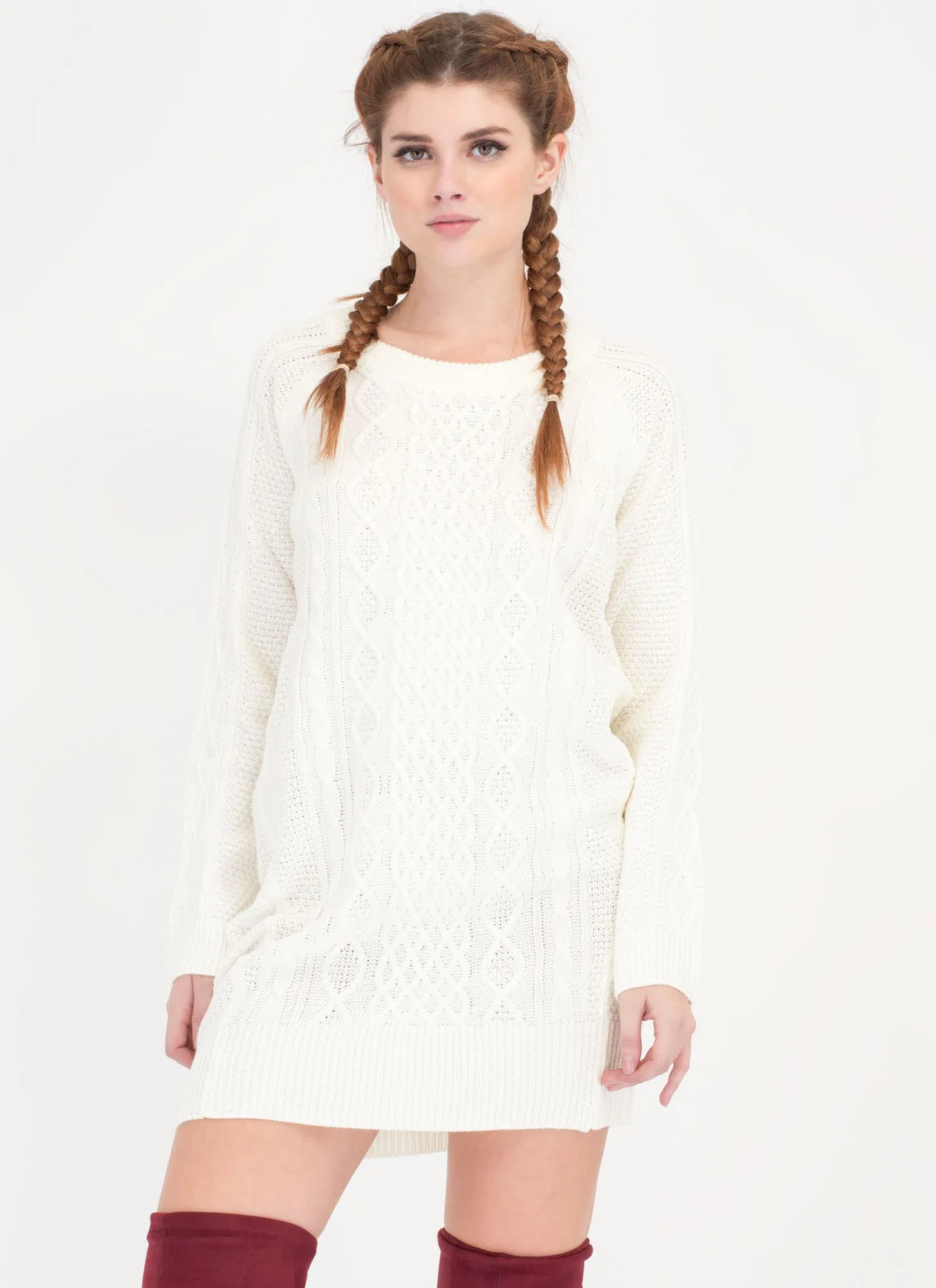 Warmest Regards Cable Knit Sweater Dress