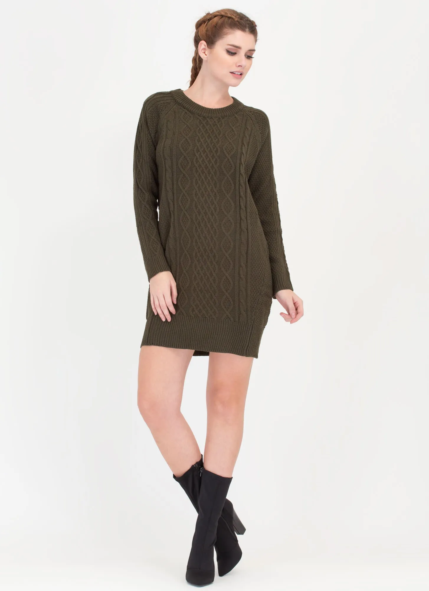 Warmest Regards Cable Knit Sweater Dress