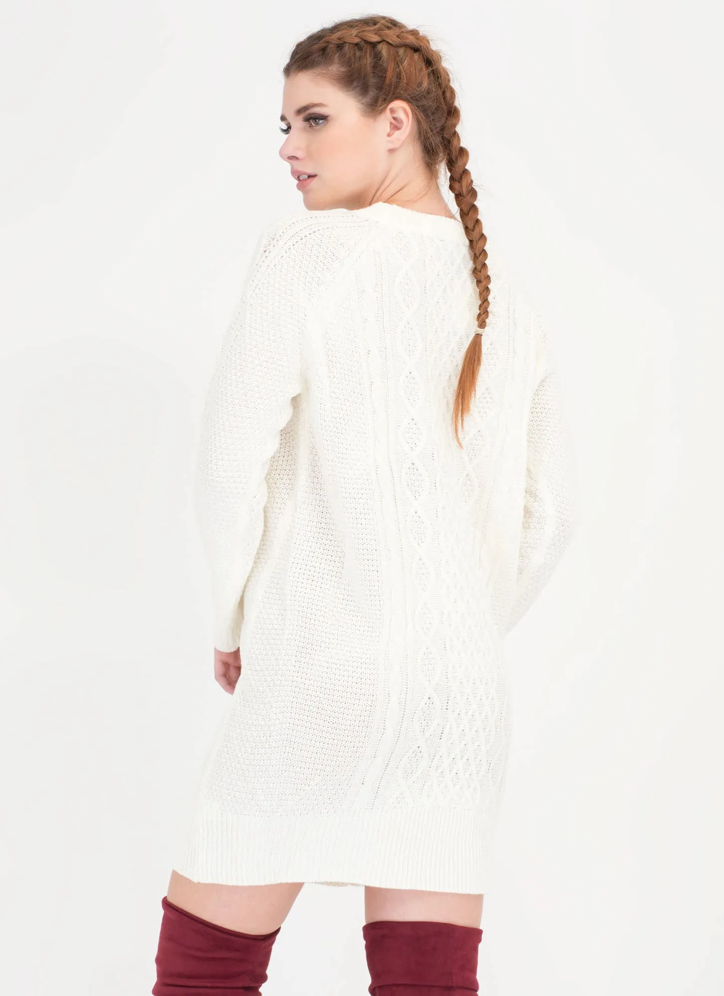 Warmest Regards Cable Knit Sweater Dress