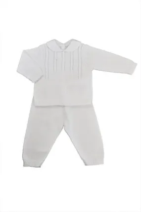 White Knitted Boy's Sweater & Pant Set