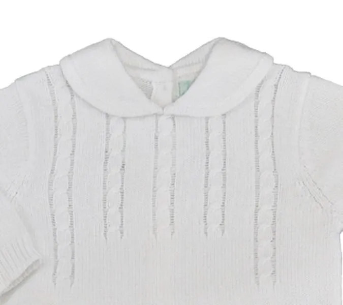 White Knitted Boy's Sweater & Pant Set