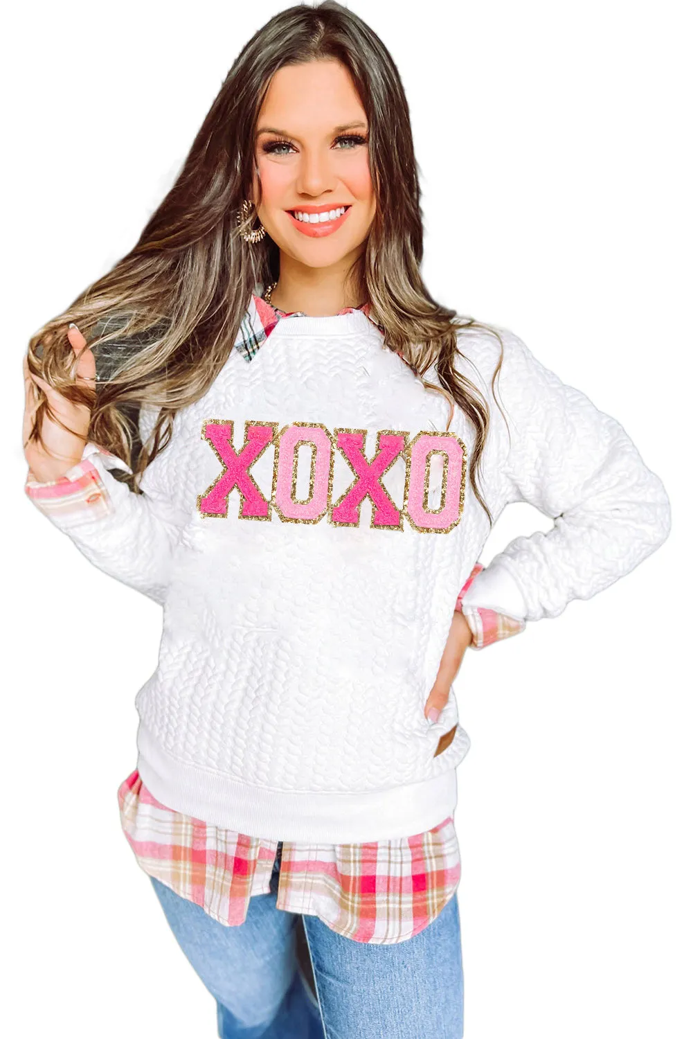 White Merry and Bright Quilted Sweatshirt