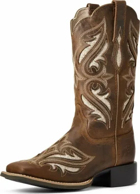 Women's Ariat Round Up Bliss Sassy Brown Wide Sq Toe 10034056