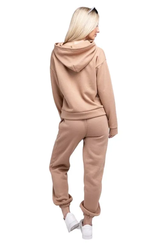 Women's Drop Shoulder Hoodie and Sweatpants Set