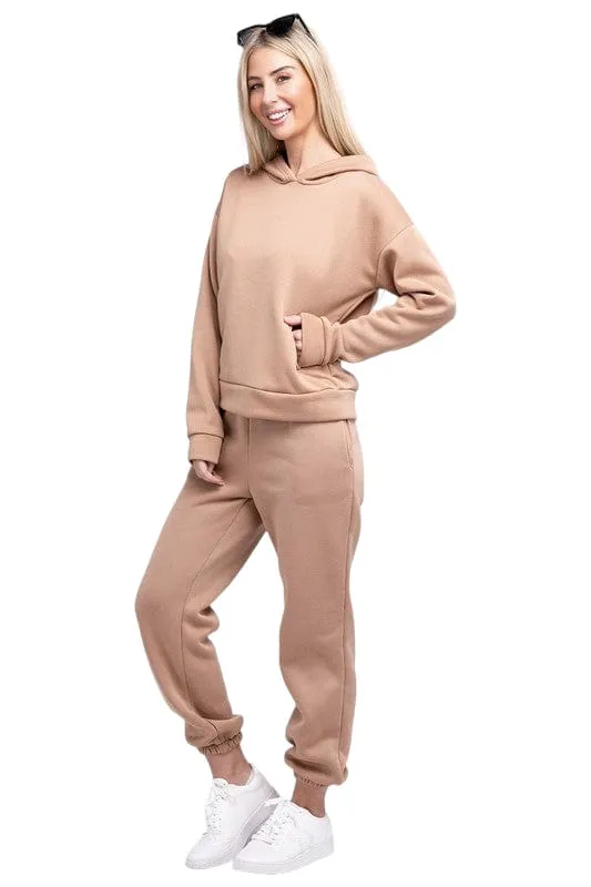 Women's Drop Shoulder Hoodie and Sweatpants Set