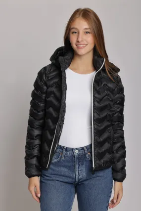 Women's packable puffer jacket in black