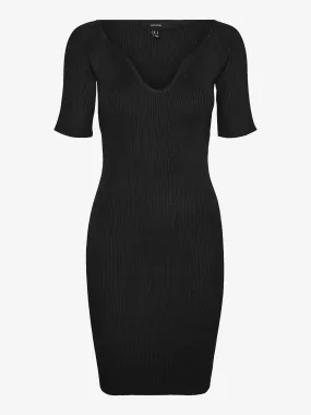 Women's Ribbed Sweater Dress,Black