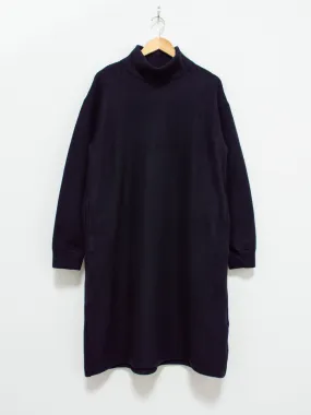 Wool Jersey High Neck Sweatdress - Navy