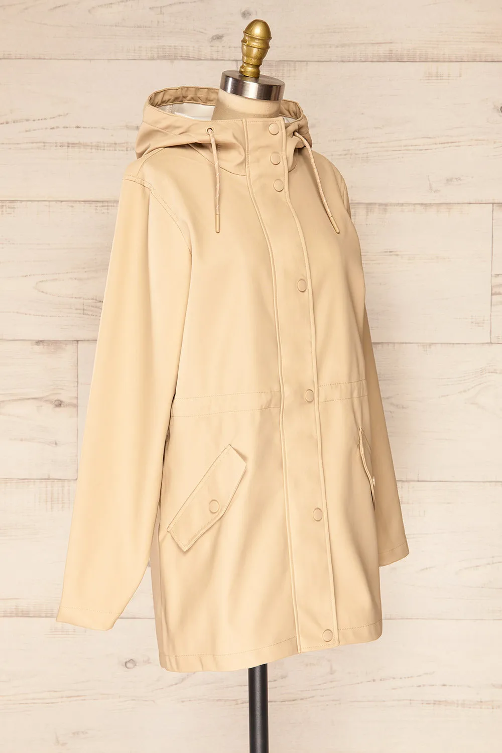 Xito Beige | Hooded Raincoat w/ Drawstring