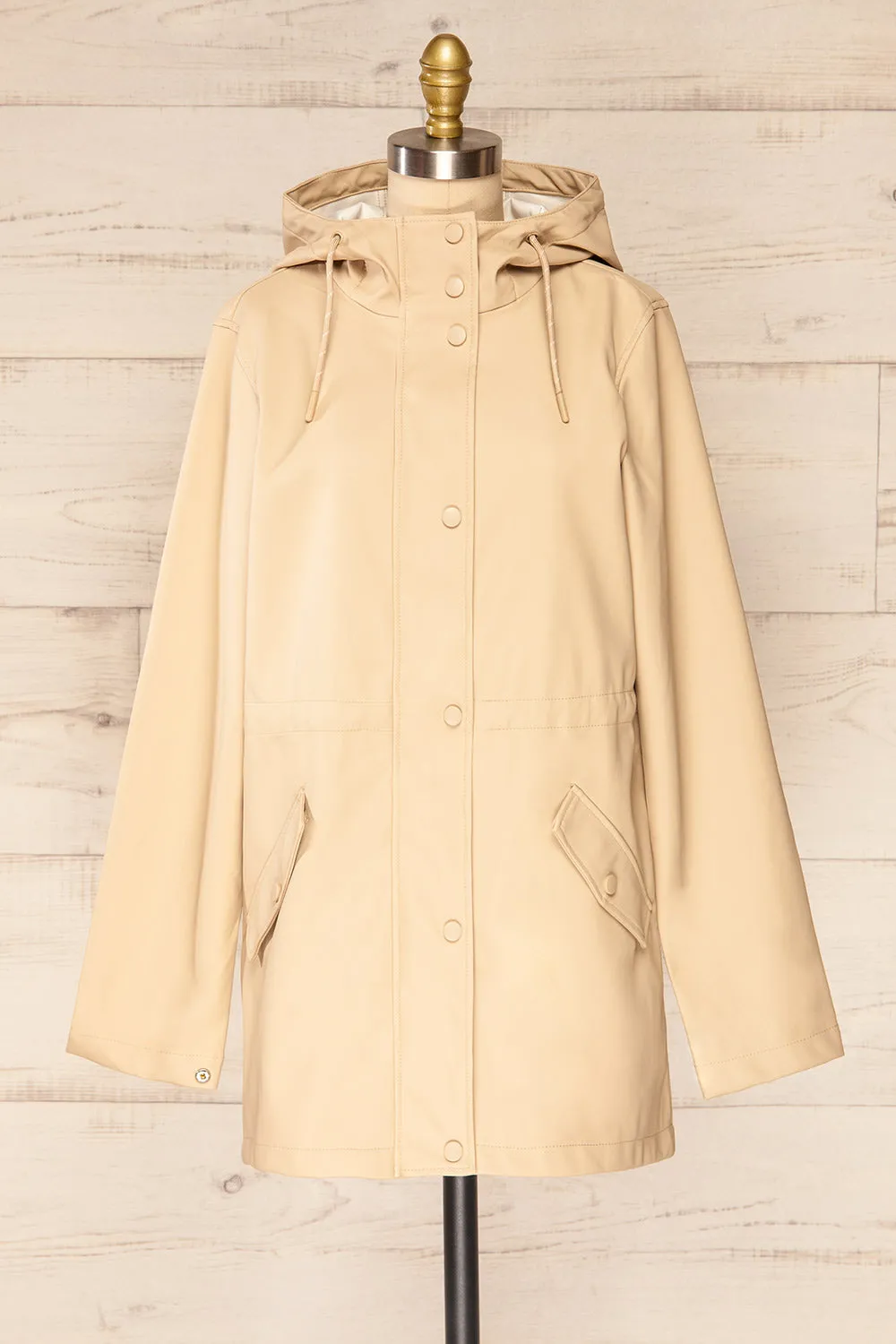 Xito Beige | Hooded Raincoat w/ Drawstring