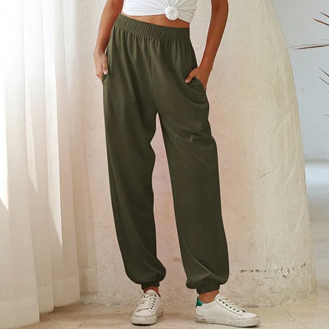 Yeknu Woman Pants Streetwear Korean Style Loose Joggers Women Sweatpants Grey High Waist  Comfort Simple Basic Casual Fashion Trousers