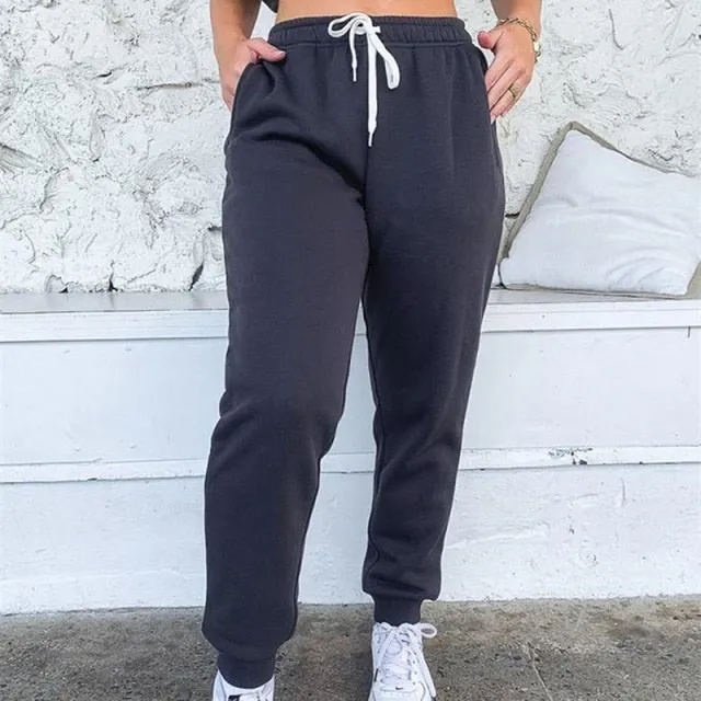 Yeknu Woman Pants Streetwear Korean Style Loose Joggers Women Sweatpants Grey High Waist  Comfort Simple Basic Casual Fashion Trousers