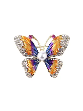 Yellow Chimes Brooch for Women Multicolor Crystal Butterfly Shaped Brooch Pin Fashionable Brooch for Girls and Women.