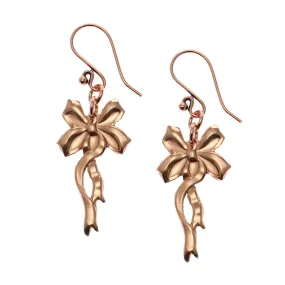 Yuletide Ribbon Copper Dangle Earrings