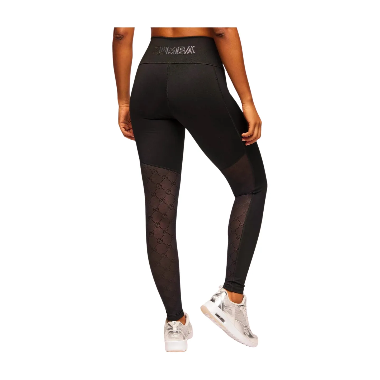 Zumba Runway High Waisted Ankle Leggings With Mesh Inserts